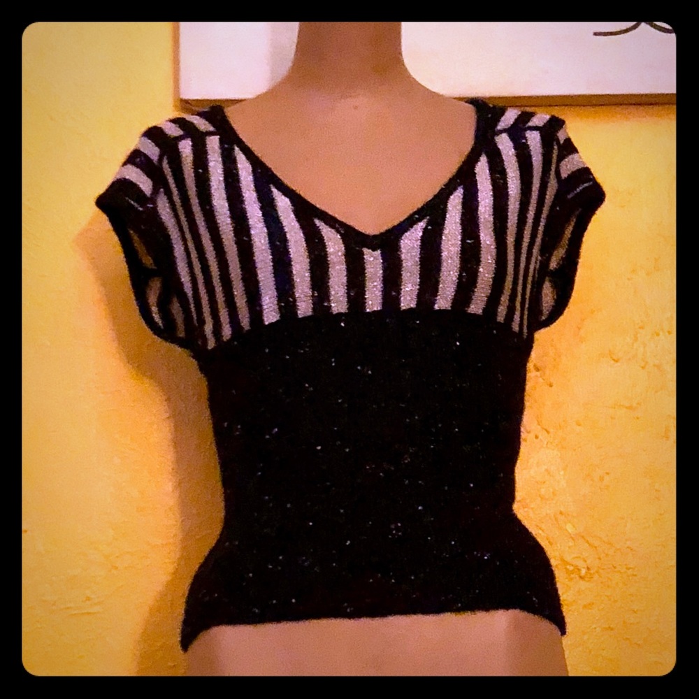 ON HOLD Fitted 50s navy & silver sweater by Lux